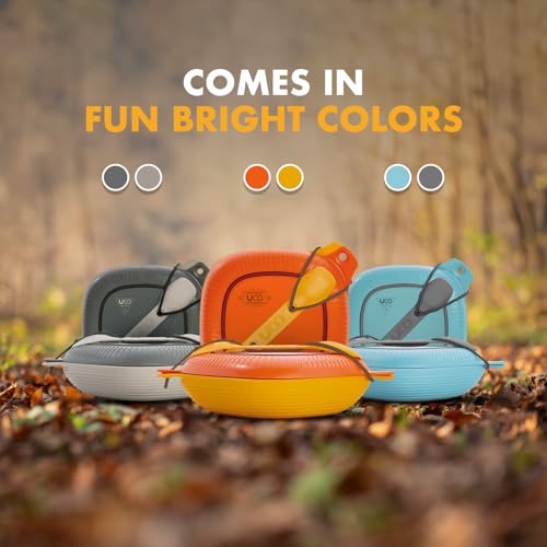 UCO 4-Piece Camping Mess Kit with Bowl, Plate and 3-in-1 Spork Utensil Set - color: Sunrise