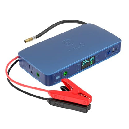 HALO Bolt Ultimate 2 Portable Car Battery Jump Starter | 130 PSI Air Compressor, 55.5Wh USB Power Bank with AC Outlet, Emergency Floodlight & Charger, Jumps Cars SUVs & Trucks, Inflates Tires — Navy - color: Navy