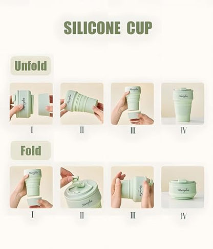 12oz Collapsible Water Bottles, Silicone Foldable Portable Travel Water Bottle, Folding Lightweight Reusable Leakproof for Traveling Camping Hiking Cycling Yoga Sports Green - color: Green