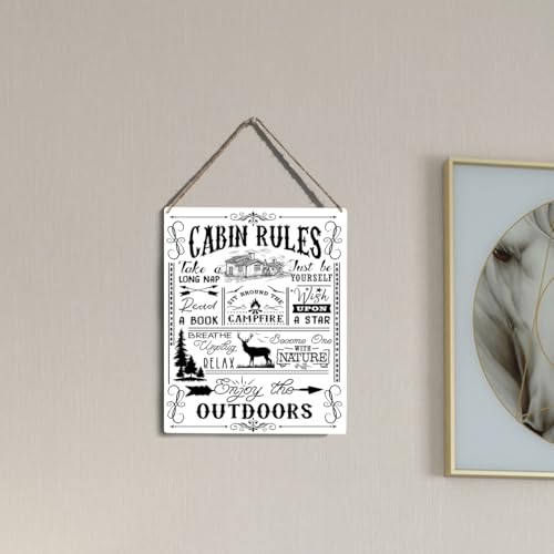 wall-pediments MP 486 Cabin Rules Enjoy the Outdoors Rustic Plaque, 6.7 x 10 Inches Cabin & Camping Decor - color: Generic 9971