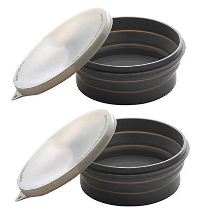 ME.FAN Silicone Collapsible Bowls - Silicone Folding Travel Bowl with Lids - Expandable Food Storage Containers Set - Portable, [27oz] - color: 2 Pack-Gray