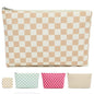 Fammart Checkered Makeup Bag, Travel Cosmetic Bag Organizer Toiletry Bag Make Up Bags with Zipper & Compartments for Women Girls - color: Checkered - Khaki