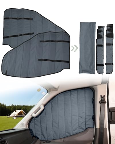 Insulated Blackout Van Window Covers Fit for Ford Transit 150 250 350 High/Medium Roof 2015-2025, Magnetic Van Front Door Side Window Shades (Pair) - Gray - size: Front Door (Pair)