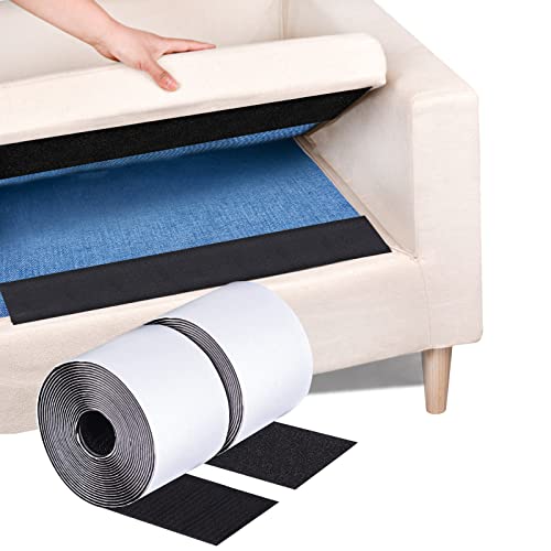 4 Inch x 18 Feet Black Adhesive Hook Loop Tape Heavy Duty, Multi-Purpose Carpet Anti Slip Rug Gripper, Double Sided Hook Loop Rolls, Couch Cushion Grip, Bulk Sticky Straps Wall Hanging Strips - size: 4in x 18ft, style: Black