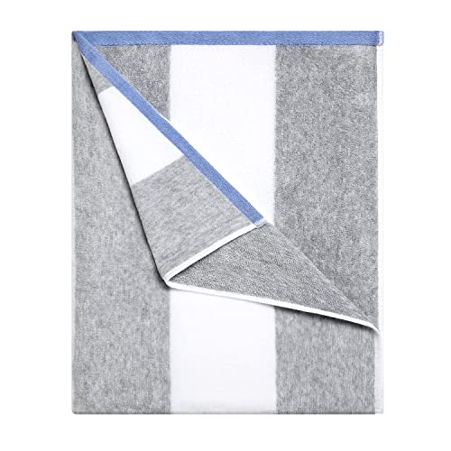HENBAY Cotton Oversized Beach Towel - Large 70 x 35 Inch Pool Towel, Grey Striped Quick Dry Swimming Cabana Towel - color: Grey