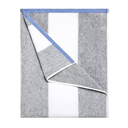 HENBAY Cotton Oversized Beach Towel - Large 70 x 35 Inch Pool Towel, Grey Striped Quick Dry Swimming Cabana Towel - color: Grey