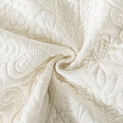 HoneiLife Oversized Queen Bedspreads 110x106- Queen Size Quilt Bedding Sets 3-Piece, Reversible Coverlets Lightweight Bedlinen Set for All Season Use-Beige - color: Beige, size: Oversized Queen-110"x106"