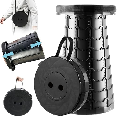 Doseno Upgraded Foldable Stool Thickened, Portable Collapsible Stool Retractable Stool for Fishing, Hiking Tours, BBQ, Parties, Outdoor Activities - color: Black, size: 1pack