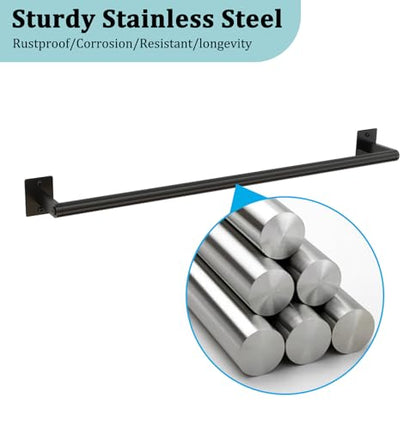 2 Packs 24 Inch Bathroom Towel Bar, Matte Black Towel Racks for Bathroom, JIAPAIDUO Bathroom Towel Rack Wall Mounted, Bath Hand Towel Holder Organizer, Modern Home Decor Towel Rod - size: 24 inch (2 Packs)