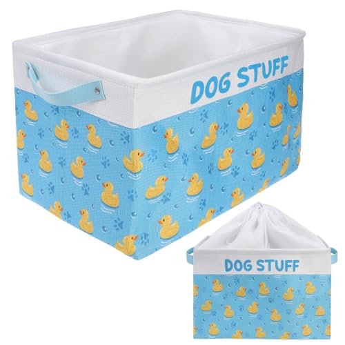 Homimp Dog Food Storage Container,Dog Toy Basket Bin Box with Comfortable Handles and Cover,Collapsible Pet Toy Storage Organizer for Accessories,Toys,Coat & Clothing,Blanket & Leash, Blue 15"x13"x12" - color: Blue, size: L: 15"x13"x12"