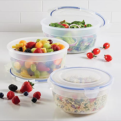 LocknLock Easy Essentials Food Storage lids/Airtight containers/Stackable, BPA Free, 6 Piece, Clear - size: 6 Piece - Bowl Set