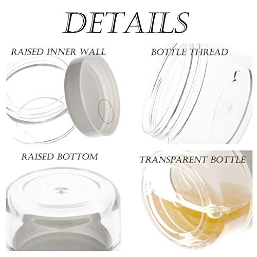 5 Gram Sample Containers with Lids, Mini Makeup Containers, Empty Plastic Travel Cosmetic Containers with Labels(50 Count, White Lid) - color: White