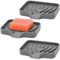 AIMAIAIMAI 3-Pack Silicone Soap Dish Set – Bar Soap Holder with Self-Draining Design, Easy-Clean Tray for Shower, Bathroom, Kitchen, and Tub (Gray) - color: Grey