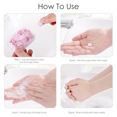 300pcs Portable Hand Washing Soap Sheets, Scented Mini Soap Sheets, Disposable Soluble Soap for Outdoor Travel, Camping, Hiking (Pink) - color: Pink