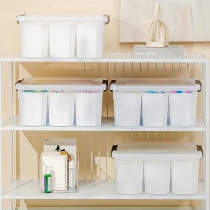 Citylife 17 QT Plastic Storage Box with Removable Tray and 6 Detachable Tall Inserts Craft Organizers and Storage Clear Storage Container for Organizing Crayon, Craft, Sewing, Playdoh, 4 Packs - size: 17 Qt- 4 Pack- W
