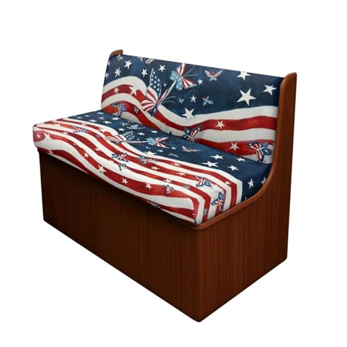 American Flag Butterfly RV Dinette Cushion Covers, Stretch Camper Cushion Slipcovers for Travel Trailer Couch RV Booth Seat, Replacement Camper Sofa Chair Protector - color: American Flag Butterfly