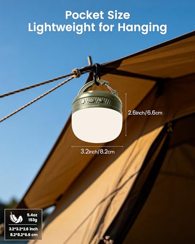 Glocusent Camping Lights Rechargeable, 5000mAh 400H Runtime, Led Camping Lantern with 5 Brightness 3 Modes & SOS, IPX5 Waterproof, Pocket Lanterns for Power Outages, Emergency Light, Camping
