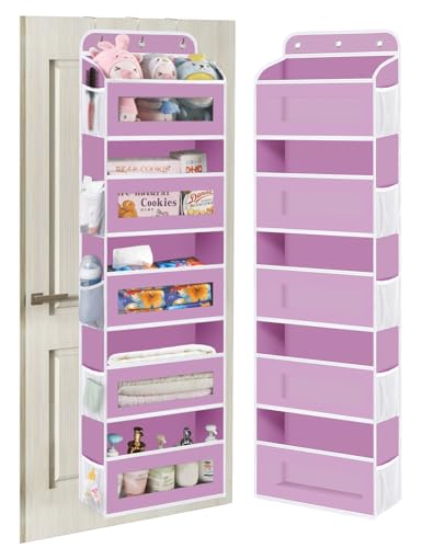 KYEVIS Over The Door Organizer, 5 Shelves Closet Door Hanging Organizer with 10 Mesh Pockets, Nursery Closet Organizer, Baby Essentials, Dorm Room Essentials for Girls - color: D Pink, size: 1 Pack