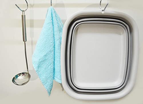 SAMMART 7.7L (2 Gallon) Collapsible Tub - Foldable Dish Tub - Portable Washing Basin - Space Saving Plastic Washtub (Grey, S) - color: Gray, size: Small
