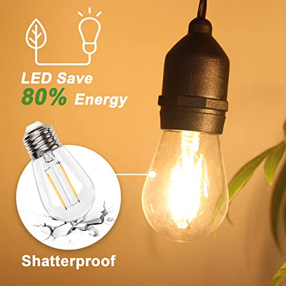 BRIMAX 12FT Outdoor String Lights with 5 LED Bulbs 2W Shatterproof Edison Bulb Commercial Grade Waterproof Outside Light 2700K Warm White for Bistro Gazebos Porch Patio Garden - style: 12FT 5 lights