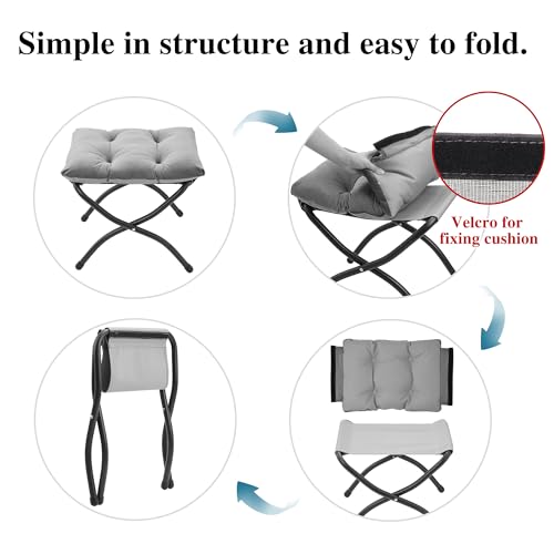 15"(H) Folding Ottoman, Set of 2, Foldable Footrest Stool, Small Foot Stool for Couch, Collapsible Foot Rest Ottoman for Sofa, Accent Padded Ottomans for Living Room, Bedroom, Brown - color: Brown 2pcs