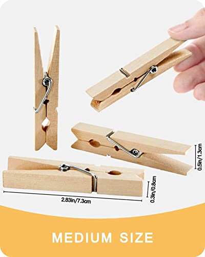 Clothes Pins, Wooden Clothespins for Crafts, Strong Grip Close Pins Birchwood Clothes Clips Laundry Clothesline Clothespin Clothing Pegs for Hanging Baby Clothing Photos, 2.83 Inch, Pack of 50 - color: Wood