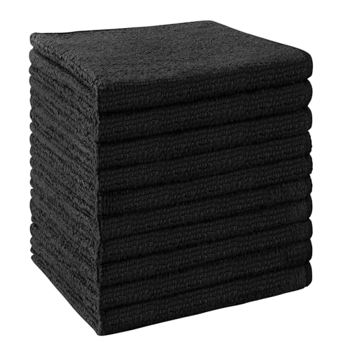 UNIMADE Washcloths Bulk - 10 Pack - Face Towels (12" x 12"), Highly Soft Wash Cloths and Hand Towels, Fast Drying Multi-Purpose Microfiber Cleansing Cloths for Bathroom, Hotel, Spa, and Salon - Black - color: Black, size: 10Pack