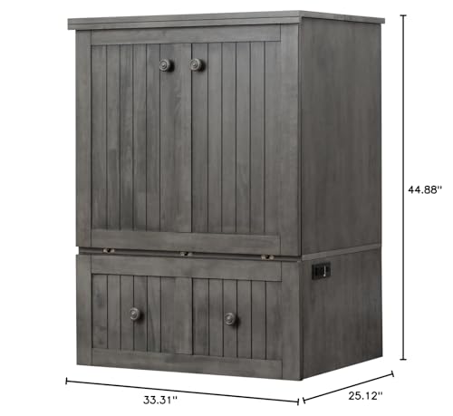 Mega Solutions Murphybedz Tuscany Murphy Cabinet Chest Bed with Charging Station 6 Inch (Galaxy Grey, Single) - color: Galaxy Grey, size: Twin