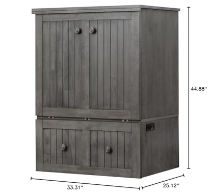 Mega Solutions Murphybedz Tuscany Murphy Cabinet Chest Bed with Charging Station 6 Inch (Galaxy Grey, Single) - color: Galaxy Grey, size: Twin