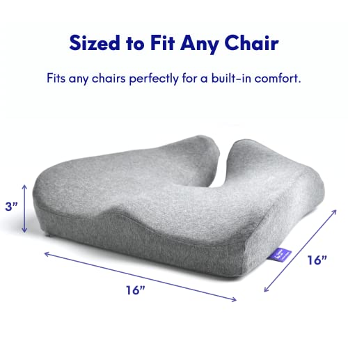 C CUSHION LAB Patented Pressure Relief Seat Cushion for Long Sitting Hours on Office/Home Chair, Car, Wheelchair - Extra-Dense Memory Foam for Hip, Tailbone, Coccyx, Sciatica - Light Grey - color: Gray