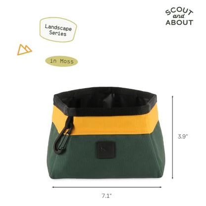 P.L.A.Y. Landscape Series Collapsible Dog Water & Food Bowl - Great Dogs, Travel, On-the-go, Hiking, Outdoors - Portable, Folds Flat, Waterproof, Easy Clean, 2.3L Capacity (Moss) - color: Moss