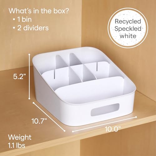 YouCopia ShelfBin Adjustable Snack Bin, BPA-Free Divided Storage Basket for Kitchen Pantry Organization, One Size, Speckled White - size: Adjustable Snack Bin