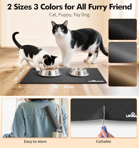 Pet Food Mat Absorbent Cat Food Mat Dog Mat for Food and Water Quick Dry No Stains Dog Feeding Mat Placemat for Messy Drinkers Cat Food Mats for Indoor Cats Bowl Mats Pet Supplies 12"X20" Grey