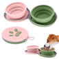 Collapsible Dog Bowls, 2-in-1 Travel Double Bowl Water Food Feeder Portable Pet Traveling Camping & Walking 25oz (Pink Green) - color: Pink green