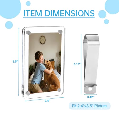 4 Pack Magnetic Car Visor Photo Holder – Personalized Acrylic Clip for Family, Pets, Travel Pictures – Easy Snap-On Car Accessory for Sun Visor (4 Pack, 2.4''x3.5'') - style: 4 Pack