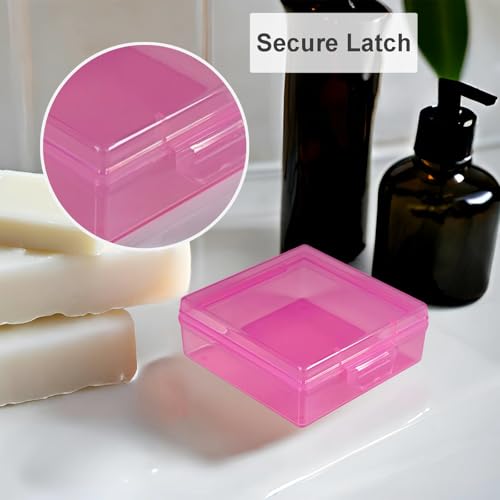 Soap Container, Shower Square Bar Holder Fit Handmade Soap, Travel Soap Case (Pink) - color: Pink