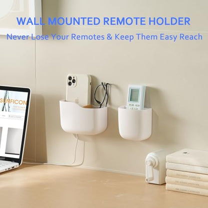 SUNFICON Remote Holder Wall Mount TV FAN Remote Control Holder Bedside Caddy Wall Organizer Phone Holder for Office Adhesive Media Player Controller Holder Box Tray Home Desk Nightstand 2 SMALL WHITE - color: 2SMALL WHITE