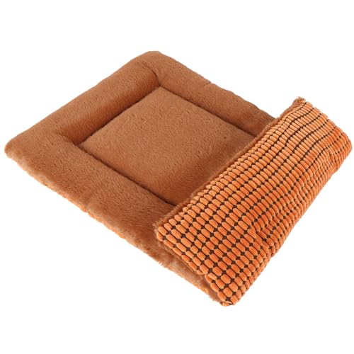 Reversible Dog Bed Mat with Plush and Corn Velvet,Soft Warm Pet Cushion, Dual Purpose Washable Sleeping Mattress Bed for Small Medium Large Dog and Cat XB004 (24"x18", Orange) - color: Orange, size: 24"x18"