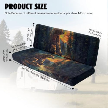 Bear Forest Pattern 2 Pcs RV Dinette Cushion Covers Anti-Slip Camper Cushion Slipcover Thickened 2 Seat Sofa Chair Cover 1 Backrest Covers and 1 Bench Covers - color: Bear Forest
