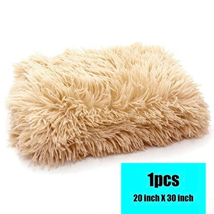 Pet Dog Bed Blankets, Fluffy Fleece Dog Throw Blankets Sleep Mat,Soft Puppy Blankets Cat Kitten, S M L XL,Fuzzy Reversible Sherpa Blanket for Bed, Couch, Sofa, Travel,Washable & Lightweight - color: Beige, size: 30 INCH X20 INCH