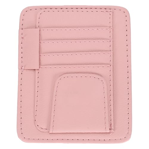 PATIKIL 1 Pcs Car Sun Visor Organizer, 6.1 x 4.9 Inch PU Leather Vehicle Storage Pouch Holder for Sunglasses Card Pen Driver License Car Accessories, Pink - color: Pink