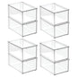 mDesign Plastic Stackable Bathroom Storage Organizer Bin with Pull Out Drawer for Cabinet, Vanity, Shelf, Cupboard, Cabinet, or Closet Organization - Lumiere Collection - 8 Pack - Clear - size: 8 x 12 x 6 (Pack of 8)
