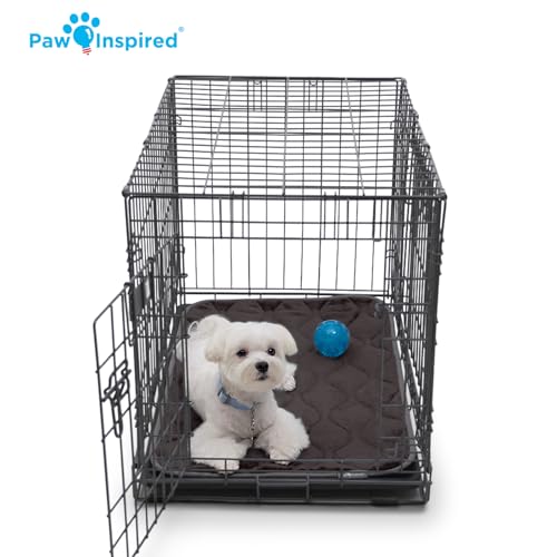 Paw Inspired Washable Padded Crate Mats for Dogs | 29” x 18” Pad, Fits 30-inch Kennels | Leakproof, Waterproof Bottom, Plush Pet Beds (Gray) - color: Gray, size: 30 Inch