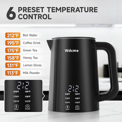 0.6L Small Travel Electric Kettle Portable Smart Tea Coffee Kettle | 800W Rapid Boil,6 Temperature Control,304 Stainless Steel,Dual Voltage 110-240V,12H Keep Warm, Mini Hot Water Boiler