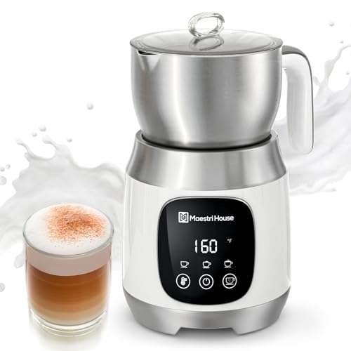 Maestri House Milk Frother, Variable Temp and Froth Thickness DualFro 600 Milk Frother Steamer, 21OZ Smart Touch Control Milk Warmer, Dishwasher Safe, Memory Function for Latte&Hot Chocolate (White) - color: White