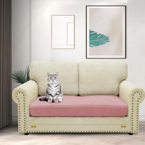 ZNSAYOTX Stretch Cushion Covers Sofa Loveseat Cushion Couch Seat Covers Slipcovers Soft Replacement Unique Pattern Furniture Protector with Elastic Bottom (Rose, 1 Pc 2-Seat Cushion Cover) - color: Rose, size: 1 Cushion Loveseat
