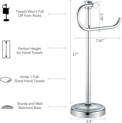 BESy 17 Inch Polished Chrome Stand Towel Bar Hanger Hand Towel Bar Bathroom Vanity Countertop Towel Holder Free Standing Stainless Steel Towel Ring Hardware Accessories Towel Rack - color: Polished Chrome