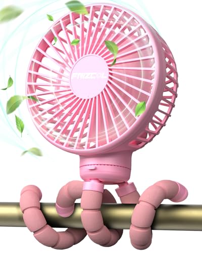 FRIZCOL Stroller Fan for Baby - Portable Fans Rechargeable - Battery Operated Fan(Use for 24Hrs) - Fans for Handheld/Clip On/Car Seat/Desk/Camping (Pink) - color: Pink