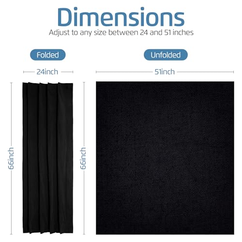 Portable Blackout Curtain with Suction Cups - Premium Easy Install Shade No Tools Required - Temporary Blinds, Perfect for Baby Nursery or Dorm Room - with Travel Bag (66” Long x 51” Wide)
