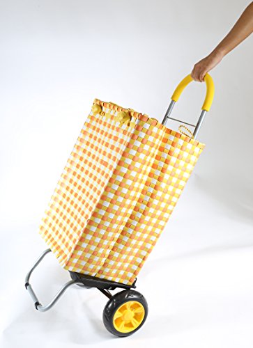 dbest products Trolley Dolly Shopping Grocery Foldable Cart Storage Mom, Blue Polka Dot - color: Yellow Basket Weave, style: Cart
